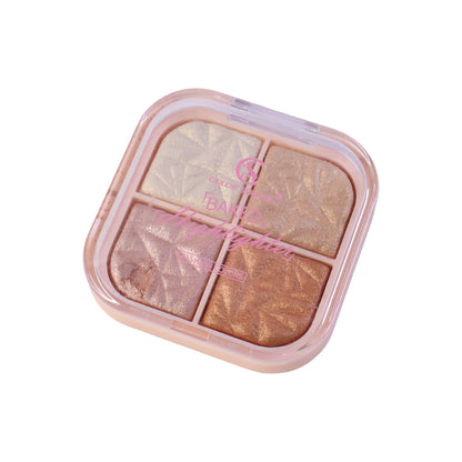 4 in 1 Baked Highlighter and Blusher Palette Shimmer Glow Makeup for Face (1 Pc)