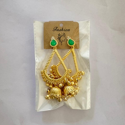 Traditional Kashmiri Inspired Jhumka Drop Earrings with Intricate Bell Detailing