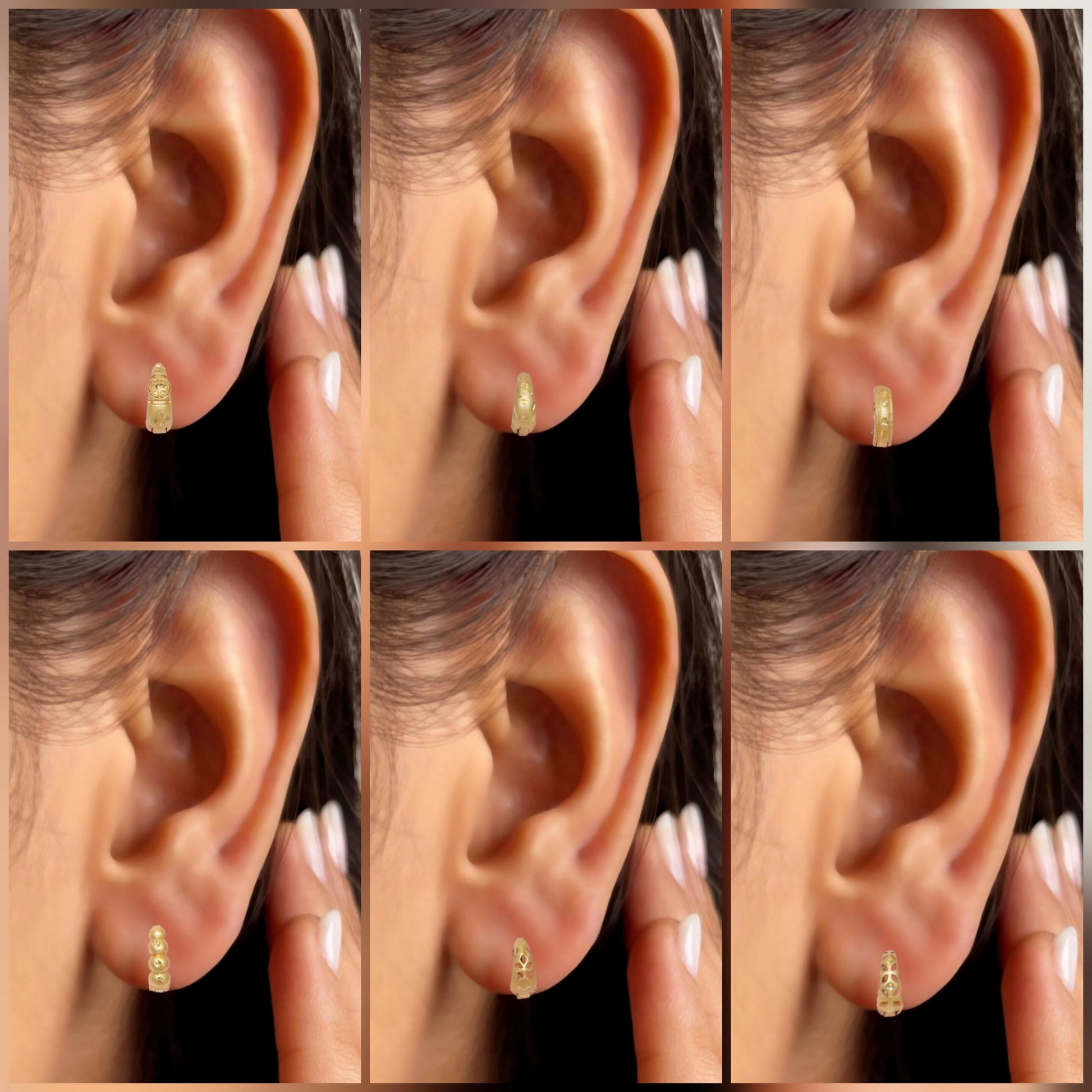 Mini AD Bali Gold Hoop Earrings kan ki bali for women and girls Combo Pack of 6