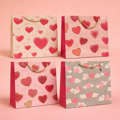 Heart Print Gift Paper Bag with Handle for Special Occasions