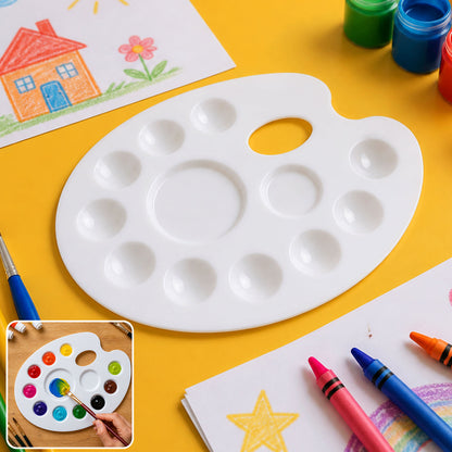 Big Oval Colour Mixing Plate 10 Well Paint Palette with Thumb Hole for Kids, Artists