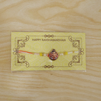 Ganesh Ji Premium Beaded Rakhi Symbol of Blessings & Prosperity (10pcs)