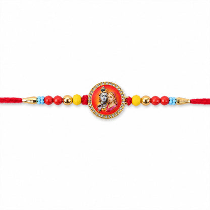 Radha Krishna Stone-Studded Rakhi for Brother Divine Design (10pcs)