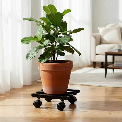 Square Heavy Duty Plant Pot Trolley with Wheels for Easy Movement, Indoor & Outdoor Planter Stand (9x9x6 Inch)