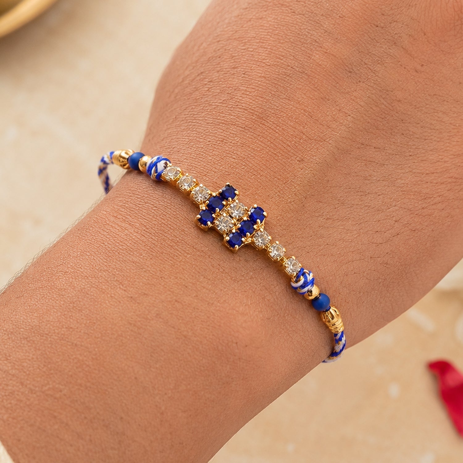 Bold Twin Stone Bar Rakhi with AD Sparkle for Brother (Pack of 6)