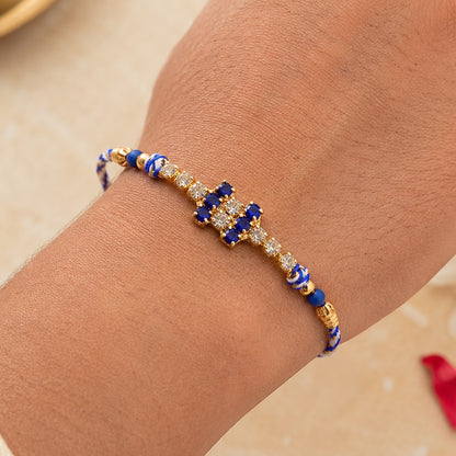 Bold Twin Stone Bar Rakhi with AD Sparkle for Brother (Pack of 6)