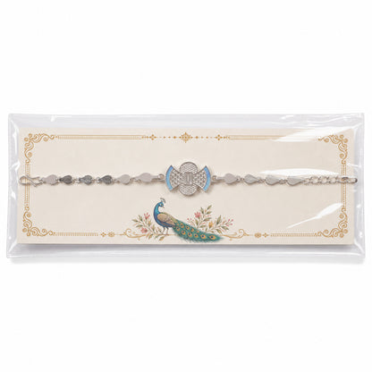 Stylish meenakari Silver Filigree Enamel Studded Petal Chain Rakhi