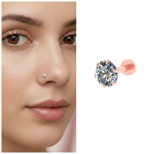 Rose Gold Flat Back Labret nosepin Laung Koka Nathni for women and girls