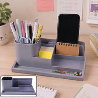 Multipurpose Desktop Organizer Pen Stand with Document Holder & Storage Compartments