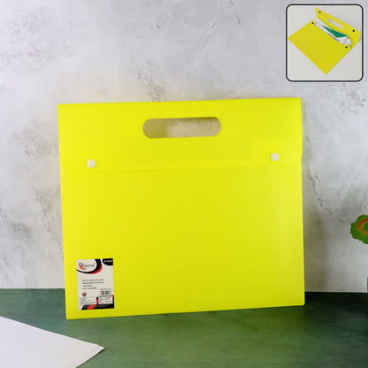 Mix Design A4 Plastic Document Folder with Handle – Button Closure Carry File for Office & School (1 Pc)