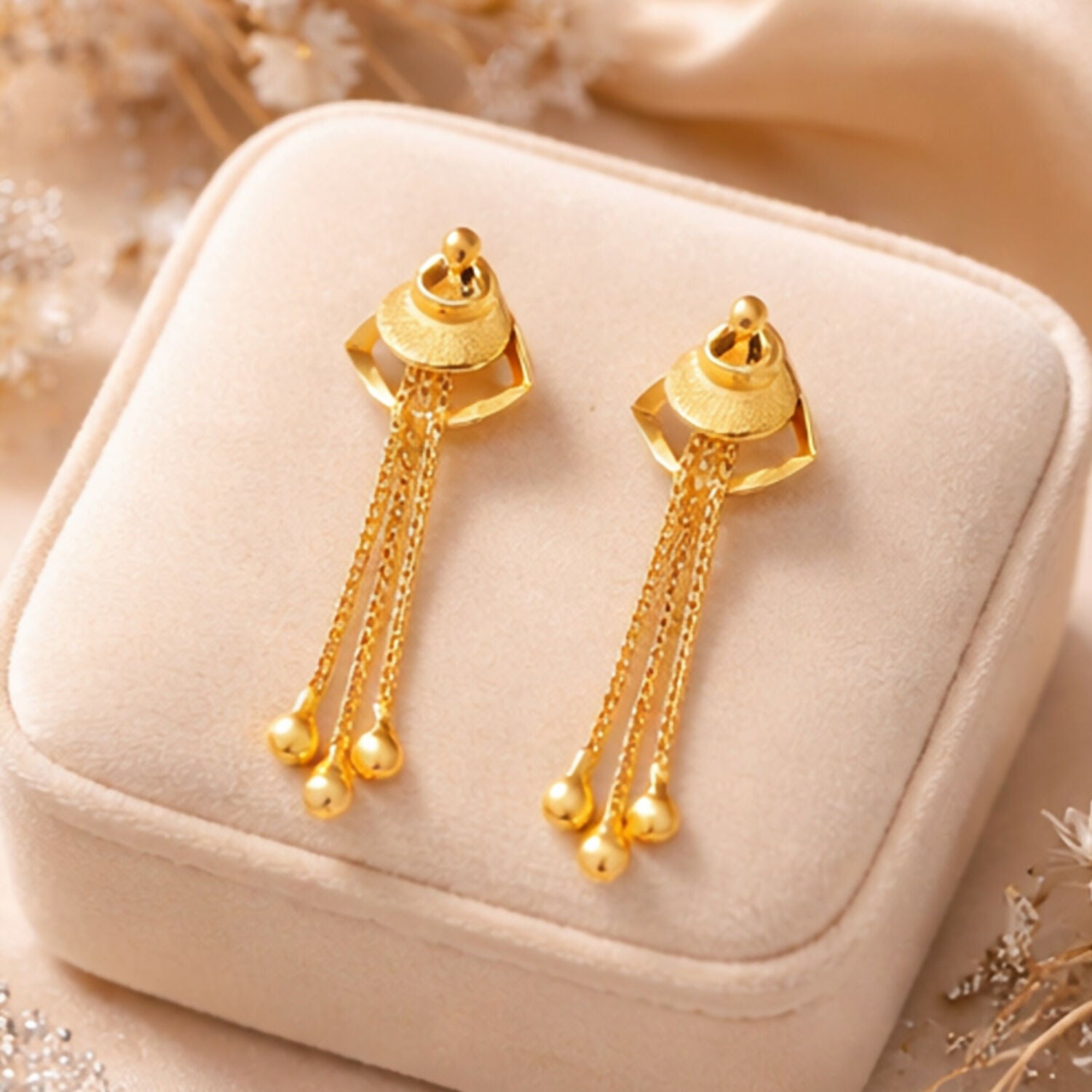 Elegant Golden Drop Earrings for Women & Girls | Lightweight Stylish Party Wear Earrings