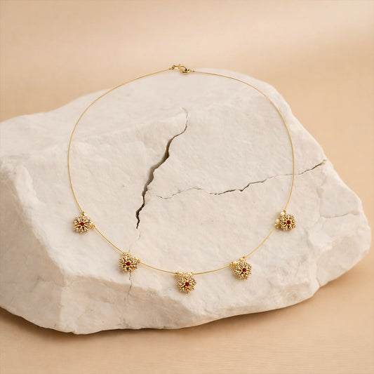 Elegant Ruby Floral Necklace Stylish Traditional Jewelry Necklace for Women