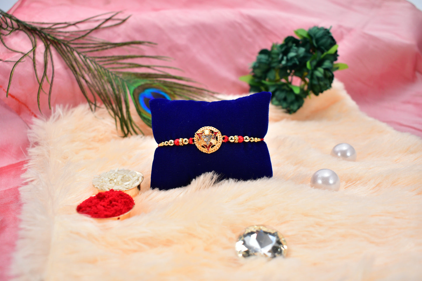 Gold-Plated Round Rakhi Traditional Design for Brother (10pcs)