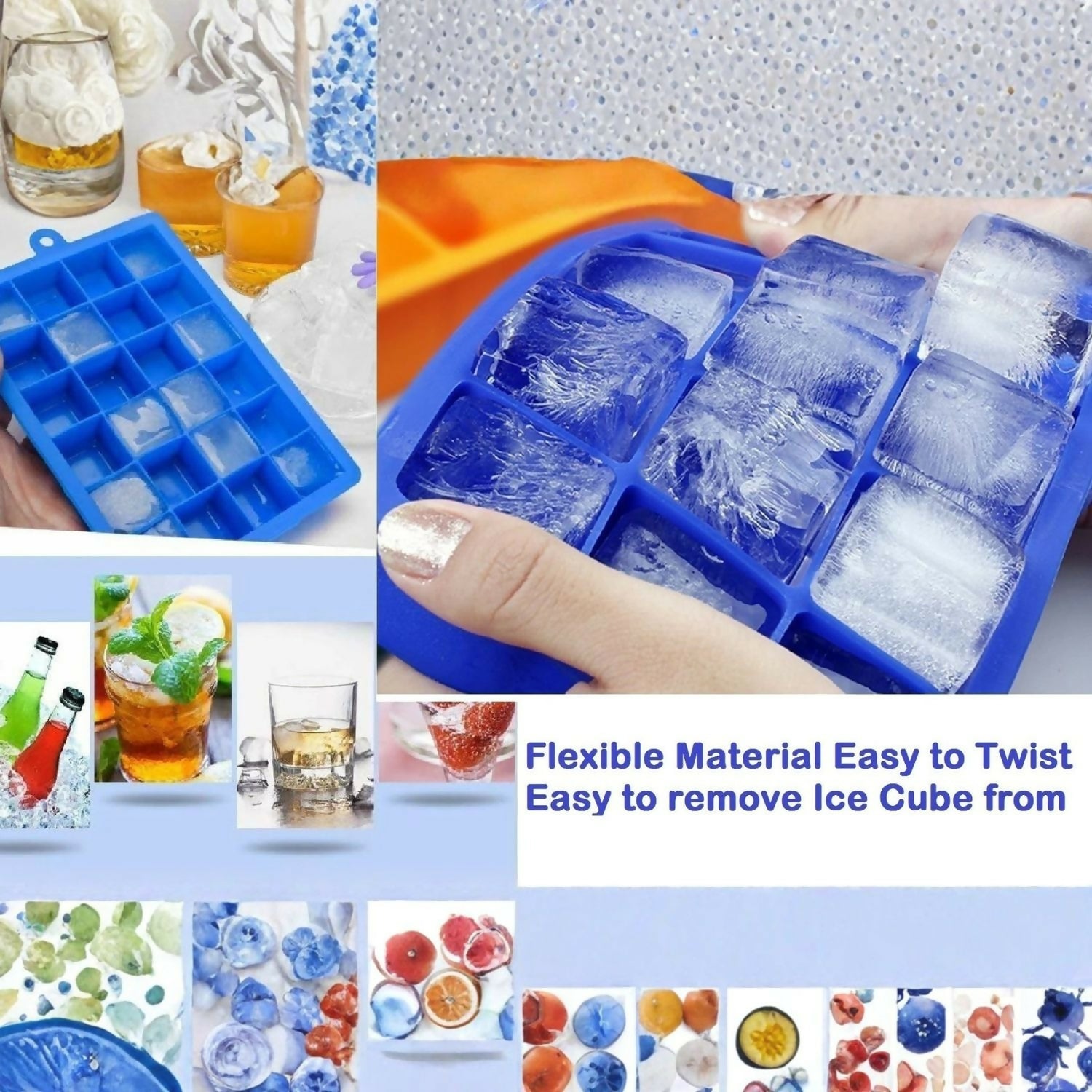 Silicon Square Shape 24 Cavity Ice Cube Trays