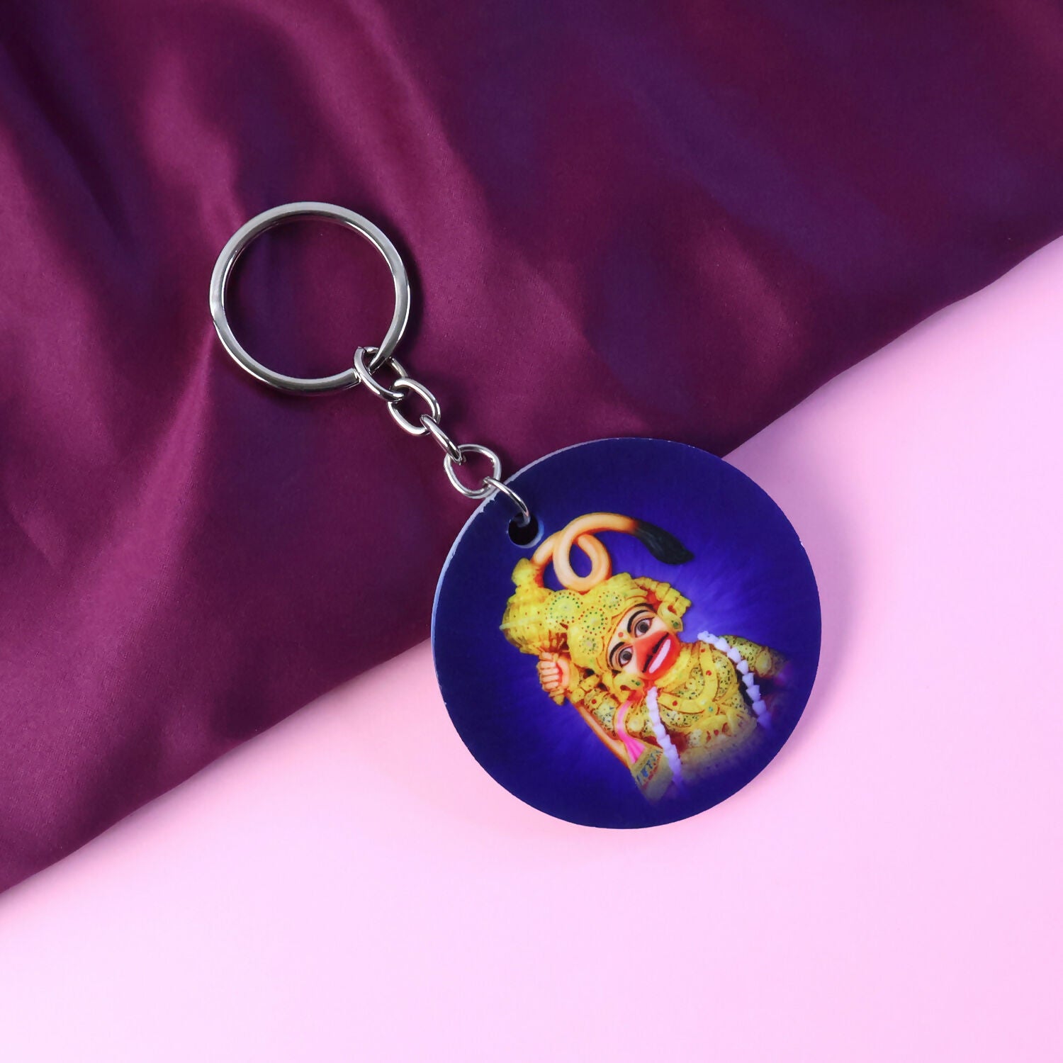 Hanuman Ji Printed Round Keychain – Durable, Vibrant & Lightweight Key Holder