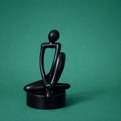Abstract Sitting Man poly-resin Sculpture Black Modern Home Decor Showpiece