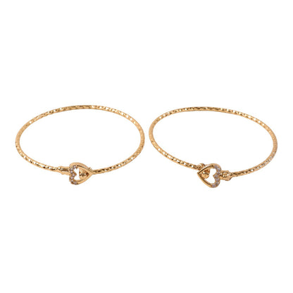 Elegant Gold Heart Lock Bangles for Women