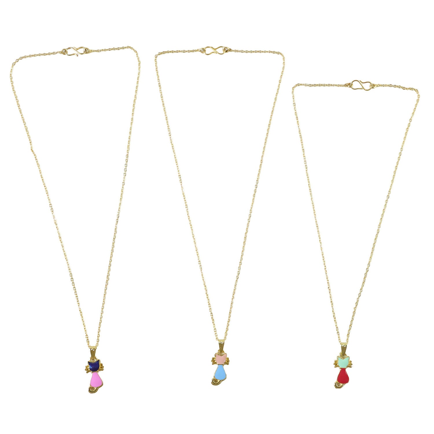 Gold cat pendant necklace styled with casual outfit