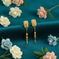 Gold-Plated Jhumka Earrings – Traditional Long Chain Beads Jewellery