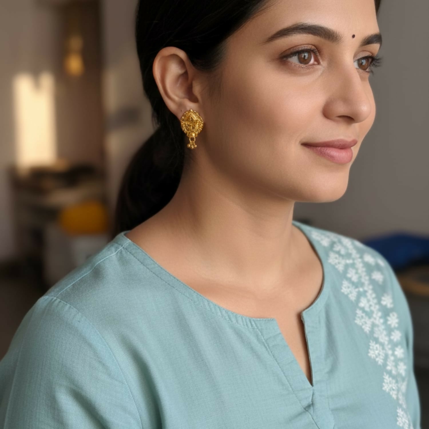 3 Drops Golden Earrings for Women & Girls – Traditional Fancy Jewellery Gift