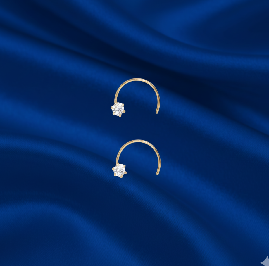 Gold Diamond Nose Screw Pin Sparkling AD Nosering Laung Koka Nathni combo pack of 2