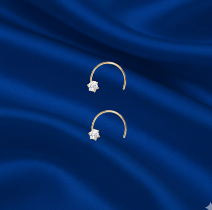 Gold Diamond Nose Screw Pin Sparkling AD Nosering Laung Koka Nathni combo pack of 2