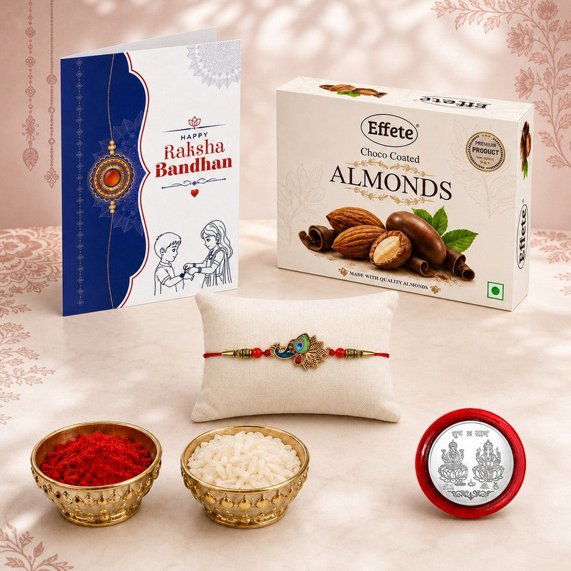 DeoDap Rakhi Combo for Brother with Chocolate Almond (32-GM)Rakhi Set | Assorted Gift Box