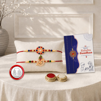 periapt Designer Rakhi Combo Gift For Brother | Coin | Roli & Chawal | Greeting Card
