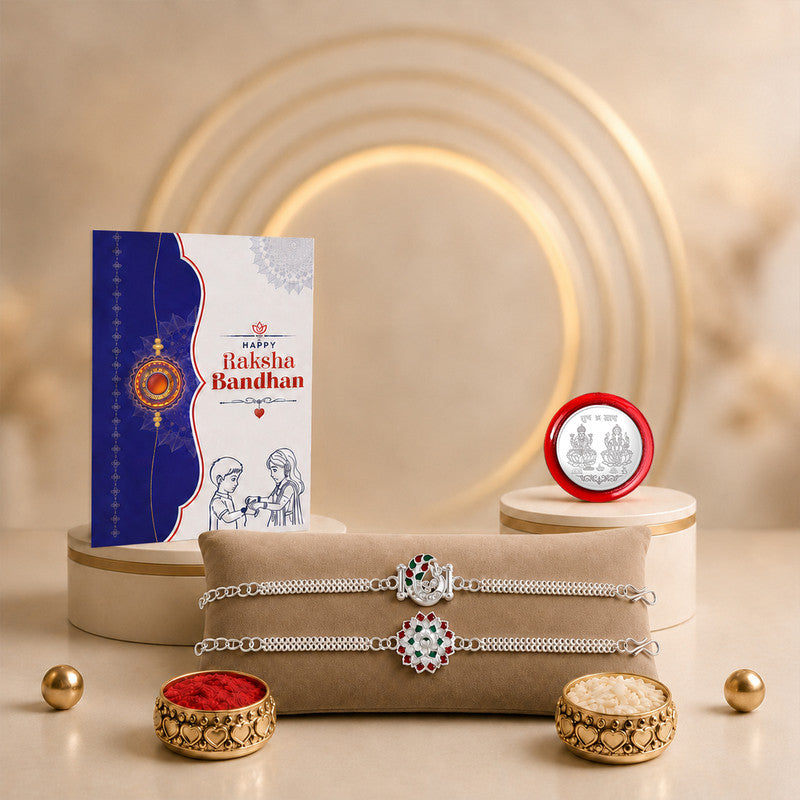 periapt Bracelet Rakhi Combo Gift For Brother | Coin | Roli & Chawal | Greeting Card