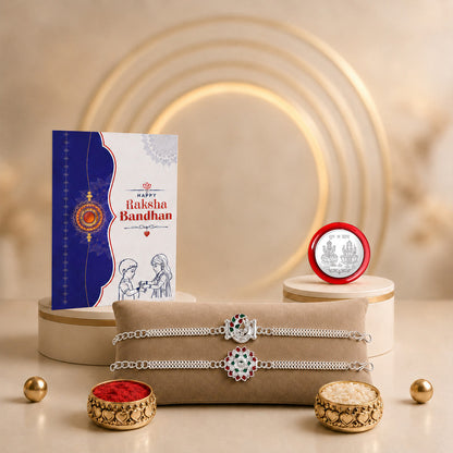 periapt Bracelet Rakhi Combo Gift For Brother | Coin | Roli & Chawal | Greeting Card