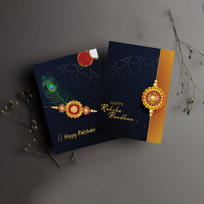 periapt Designer Rakhi Gift Set with Roli Chawal, Greeting Card & Coin | Assorted Rakhi