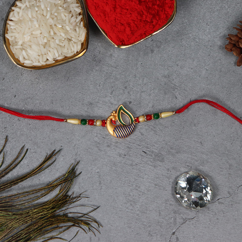 periapt Designer Rakhi Combo Gift For Brother | Coin | Roli & Chawal | Greeting Card