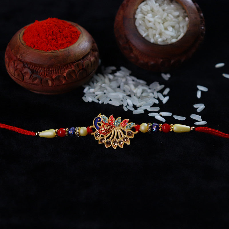 periapt Designer Rakhi Combo Gift For Brother | Coin | Roli & Chawal | Greeting Card