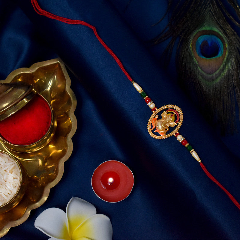 periapt Bracelet Rakhi Combo Gift For Brother | Coin | Roli & Chawal | Greeting Card