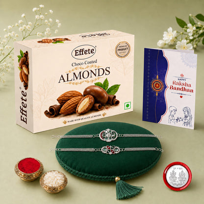 Rakhi gift for brother with Chocolate Almond(32-GM) | Rakhi Set | Assorted Gift Box