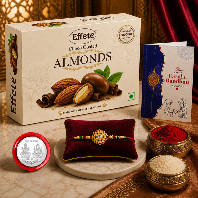 DeoDap Designer Rakhi Combo for Brother with Chocolate Almond (32-GM)Rakhi Set | Assorted