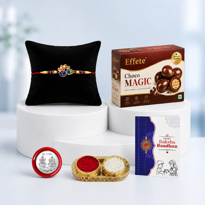 DeoDap Designer Rakhi Combo for Brother with Chocolate Magic(32-GM)Rakhi Gift | Assorted