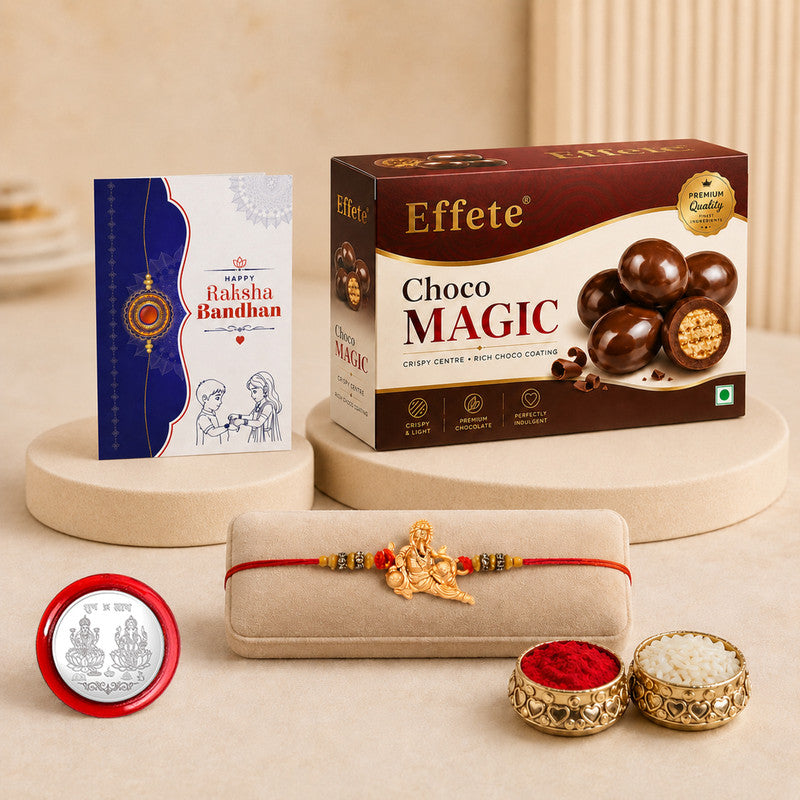 DeoDap Religious Rakhi Combo Gift Set for Brother | Choco Magic 32Gm | Chocolate