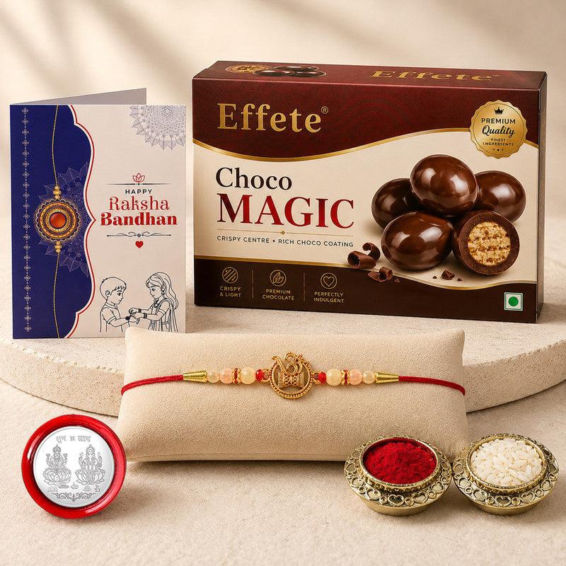 DeoDap Designer Rakhi Combo for Brother with Chocolate Magic(32-GM)Rakhi Gift | Assorted