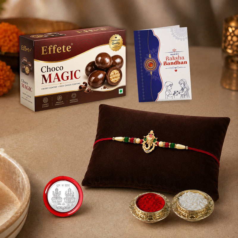 DeoDap Religious Rakhi Combo for Brother with Chocolate Magic(32-GM)Rakhi Gift | Assorted