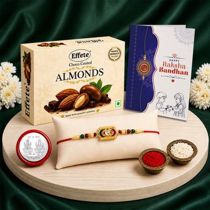Rakhi Combo for Brother with Chocolate Almond (32-GM)Rakhi Set | Assorted Gift Box