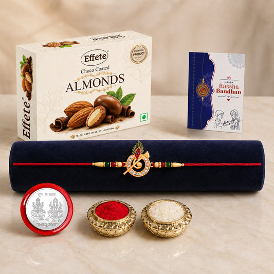 Rakhi Combo for Brother with Chocolate Almond (32-GM)Rakhi Set | Assorted Gift Box