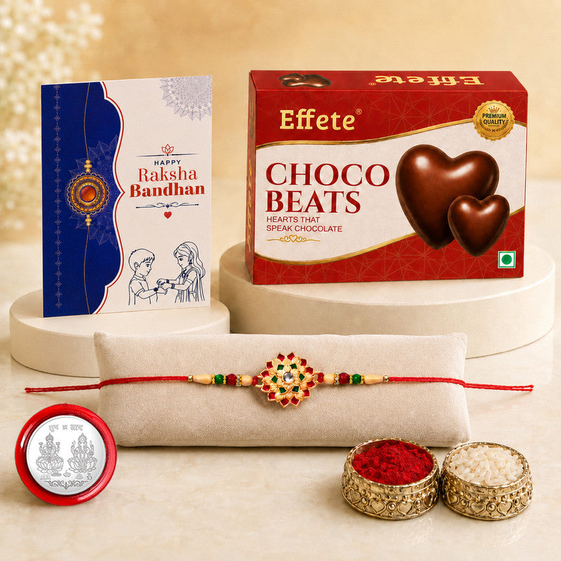 Rakhi Combo for Brother with Chocolate Beats (32-GM)Rakhi Gift | Assorted Gift Box