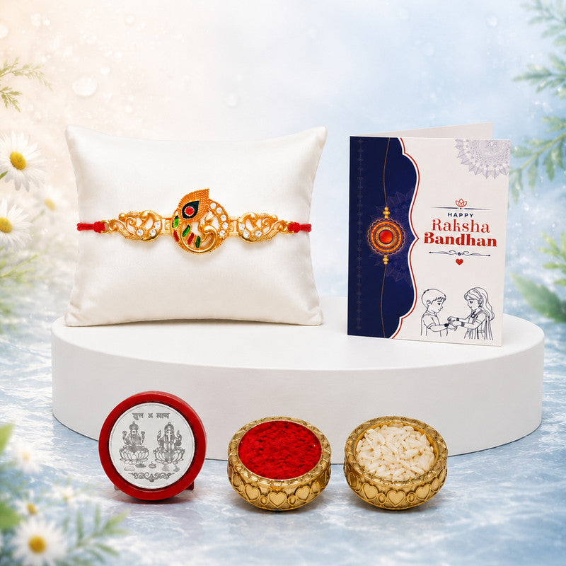 periapt Designer Rakhi set of 1 with Silver Coin | Assorted Rakhi, Greeting Card, Coins