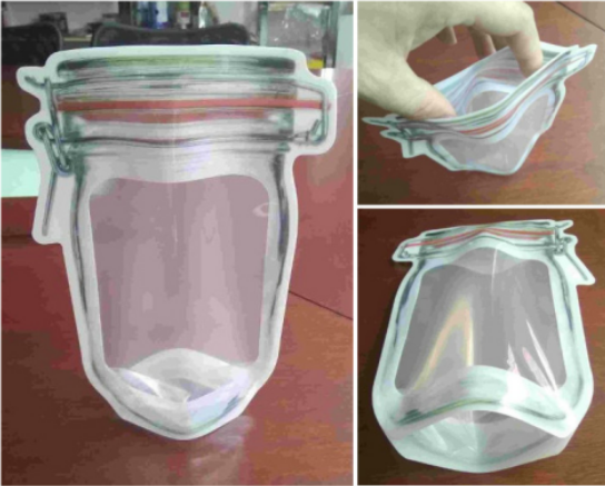 1074 Reusable Airtight Seal Plastic Food Storage Mason Jar Zipper (500ml)