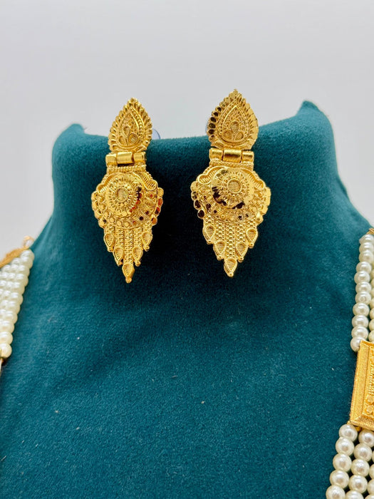 Moti Necklace Set With Earrings | Gold Plated Jewellery Set