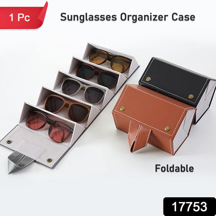 5 Slots Sunglasses Organizer Box, Glass Holder Box, spectacle case of sunglasses, Specs case, Foldable Travel Glasses Case Storage (1 Pc)