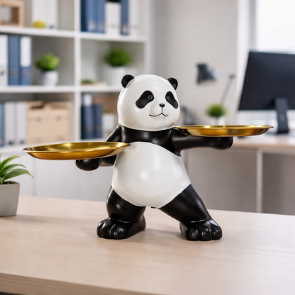 Panda Tray Holder with Dual Plates Decorative Showpiece Stand