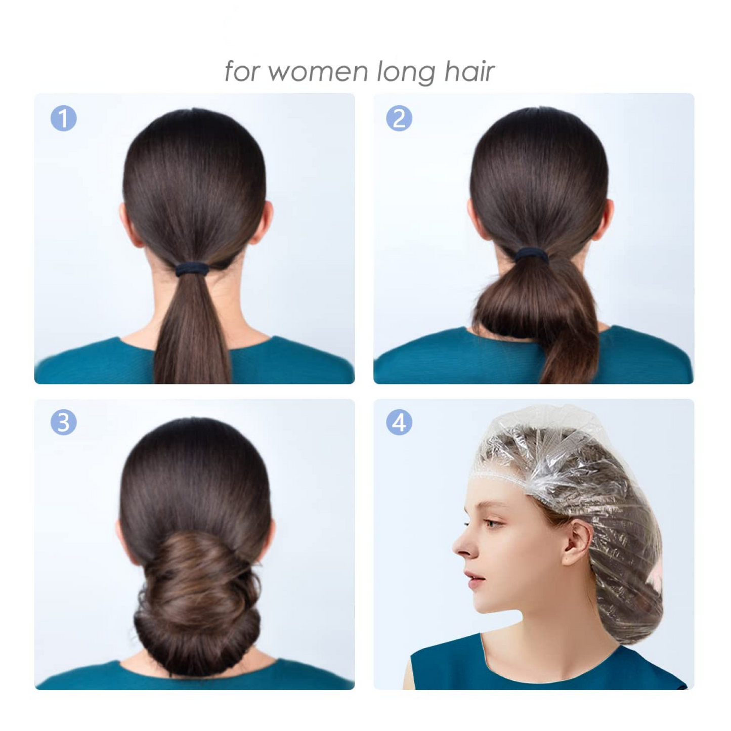 महिलाओं के लिए डिस्पोजेबल शावर कैप्स, बड़े, मोटे, वाटरप्रूफ और व्यक्तिगत रूप से लपेटे हुए, होटल और स्पा, हेयर सैलून, घरेलू उपयोग, पोर्टेबल यात्रा के लिए प्लास्टिक इलास्टिक हेयर बाथ कैप्स (1 पीस | 10 पीस)