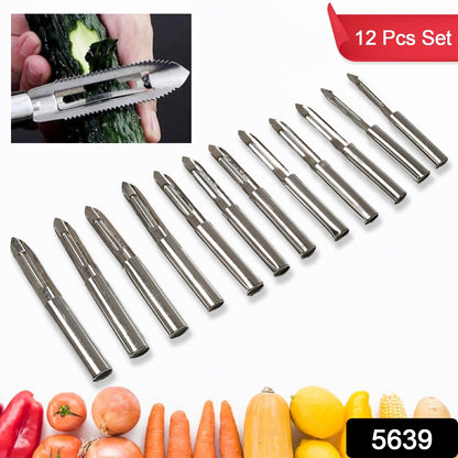 Stainless Steel Peeler Set – Multi-Purpose Handle for Peeling & Shredding (12 Pcs Set)